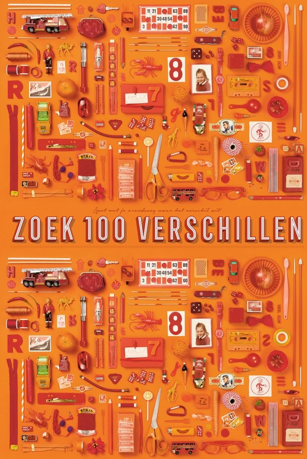 Stratier XL Spelposter - Zoek 100 verschillen (ORANJE) – boek cover