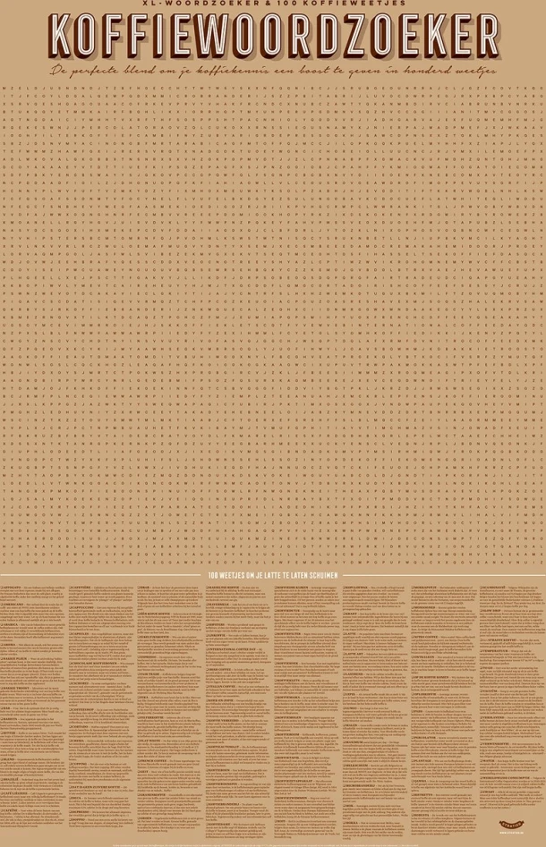 Stratier XL Spelposter - Koffiewoordzoeker - 100 weetjes – Tom Suykens – boek cover