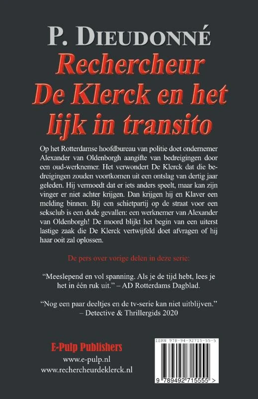 Rechercheur De Klerck en het lijk in transito – P. Dieudonné – boek cover