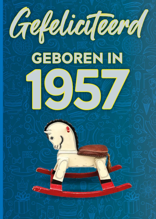 Gefeliciteerd geboren in 1957 set van 4 – TDM Publishing – boek cover