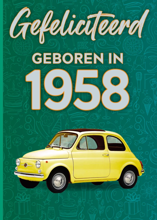 Gefeliciteerd geboren in 1958 set van 4 – TDM Publishing – boek cover