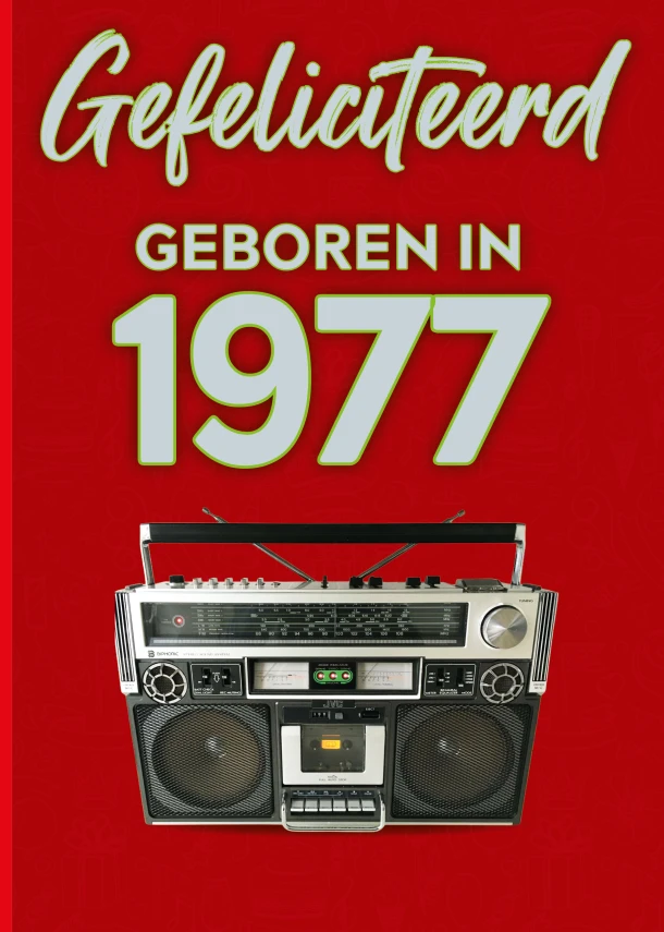 Gefeliciteerd geboren in 1977 set van 4 – TDM Publishing – boek cover