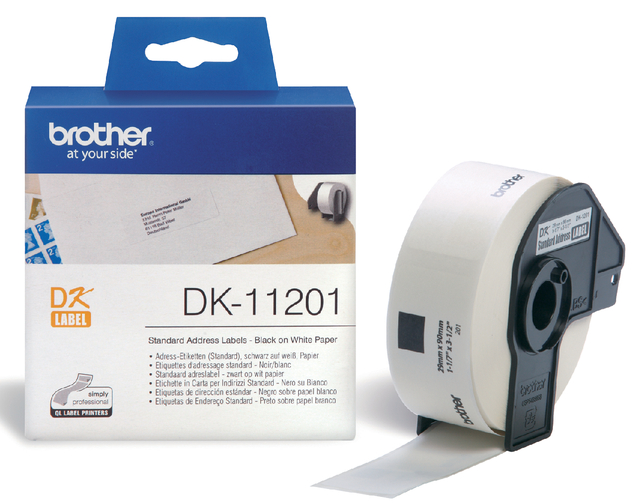 Labels tbv Brother QL 29x90mm rol a 400 DK-11201