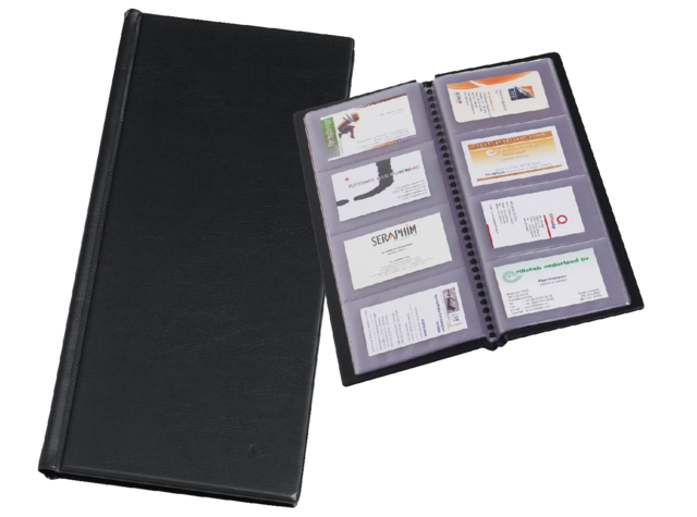 Visitekaartmap 4 hoog kunstst zwart, 18804