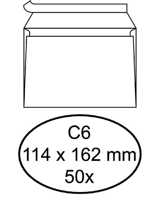 Envelop Quantore C6 114x162mm zelfklevend, 80 grams; pak 50 stuks
