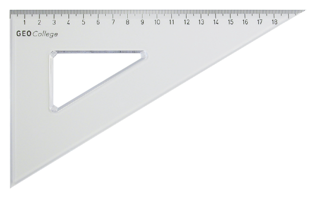 Driehoek Aristo transp. AR-23620 20cm, 90/60/30gr.