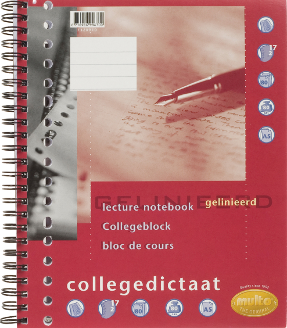 Ringbandblok 17-rings Multo gelinieerd + spiraal