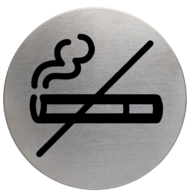 Pictogram RVS rond 83mm "Verboden te roken"