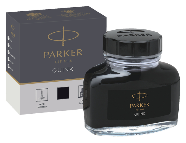 Inkt Parker Quink zwart; flacon a 57ml
