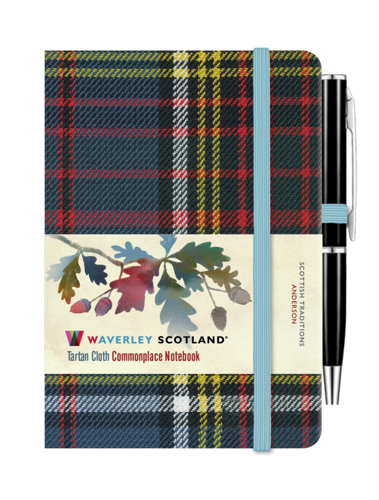 Waverley Anderson Tartan cloth mini notebook with pen