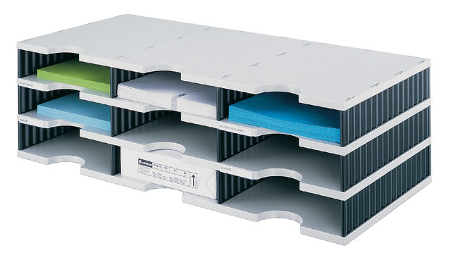 Vakkenset Styrodoc A4 9vaks zwart/grijs