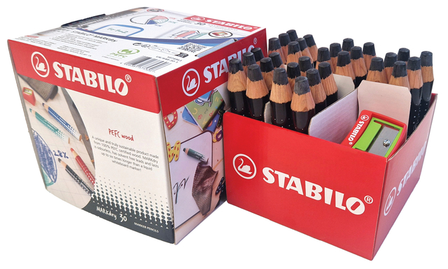 Whiteboardpotlood Stabilo Markdry 30st Zwart