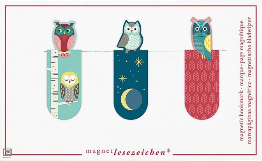 Magnetische boekenlegger nachtuilen set van 3