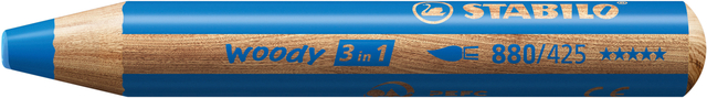 Kleurpotlood Stabilo 880 Woody 3 In 1 Middelblauw