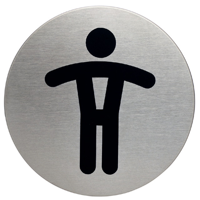 Pictogram RVS rond 83mm "WC heren"