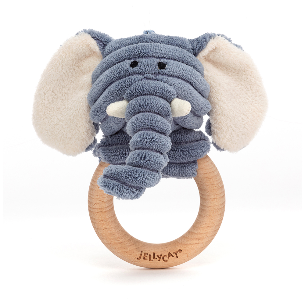 Jellycat knuffel Cordy Roy Baby Elephant Wooden Ring Toy