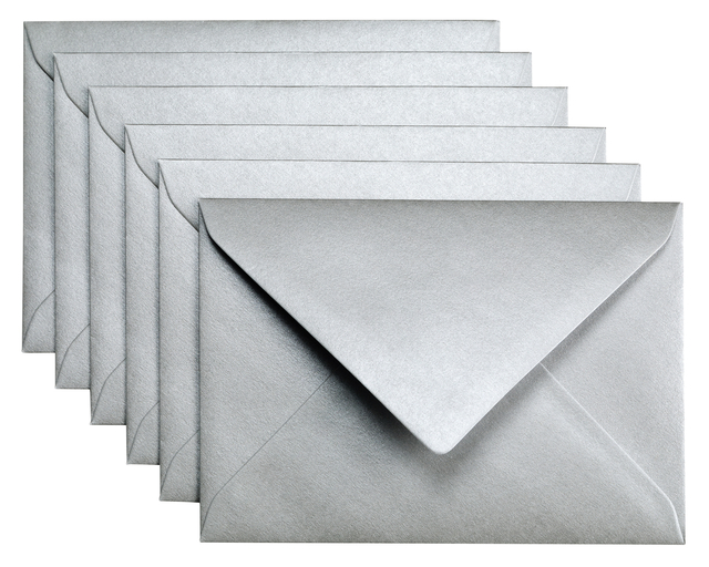 Envelop Papicolor C6 114x162mm metallic zilver; pk 6 stks