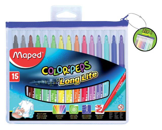 Viltstift Maped Colorpeps Long Life Set 15 Kleuren
