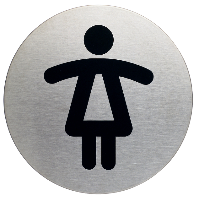 Pictogram RVS rond 83mm "WC dames"