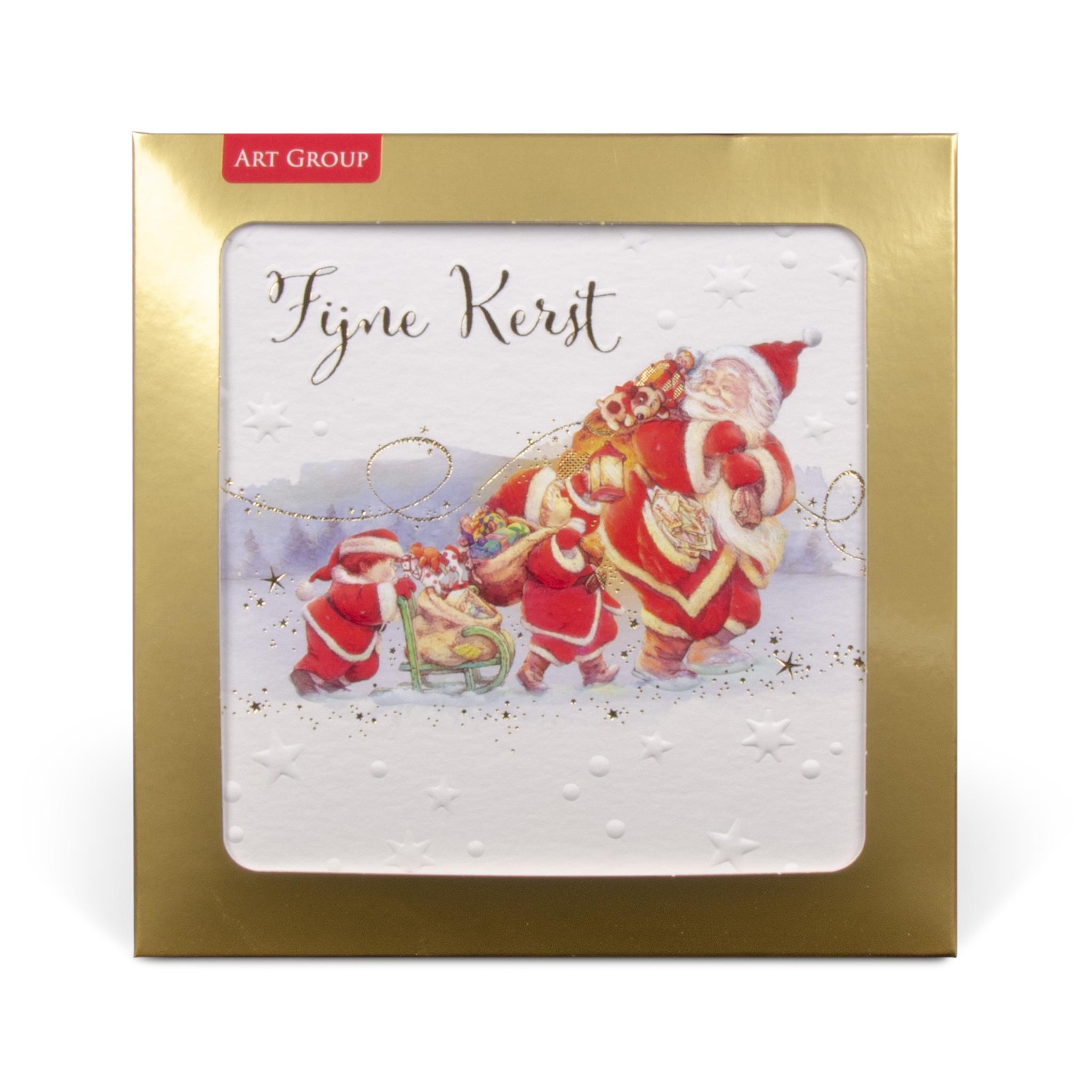 Kerstbox FOIL SQUARE WINDOW CHILDREN HELPING SANTA