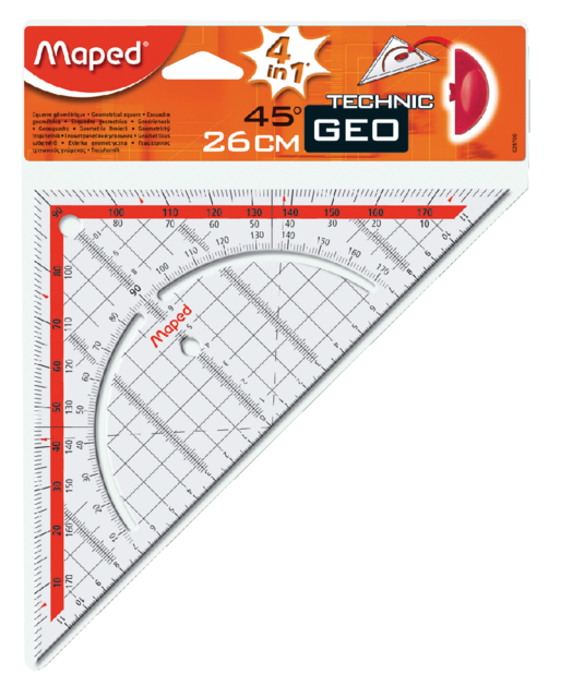 Geodriehoek Maped 028700 260mm 45 graden transparant