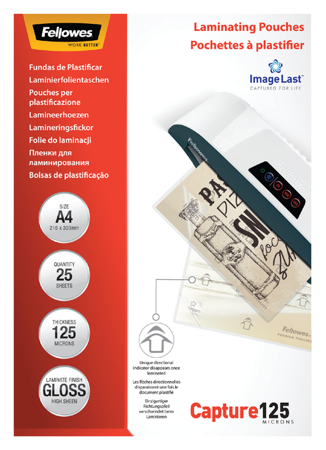 Lamineerhoes Fellowes A4 125micr; ds 25st