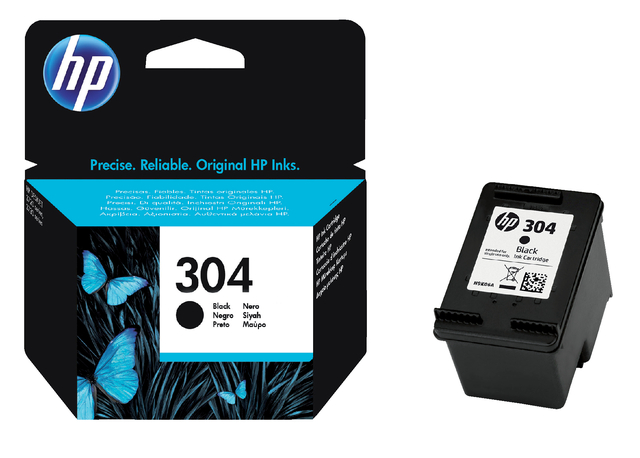 Inktcartridge HP N9K06AE (304) zwart; 4ml
