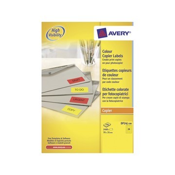 Kopieeretiket Avery 70x35mm neon geel; doos 100vel