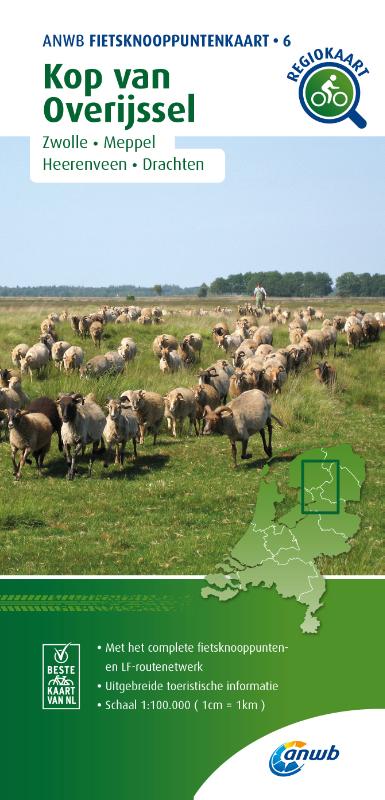 Fietsknooppuntenkaart Kop Overijssel 1:100.000