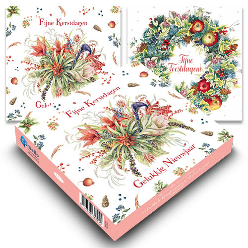Janneke Brinkman doosje kerstkaarten 5 / Winterboeket - krans
