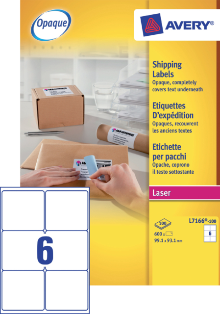 Etiket Avery L7166-100 99.1x93.1mm dekkend wit 600