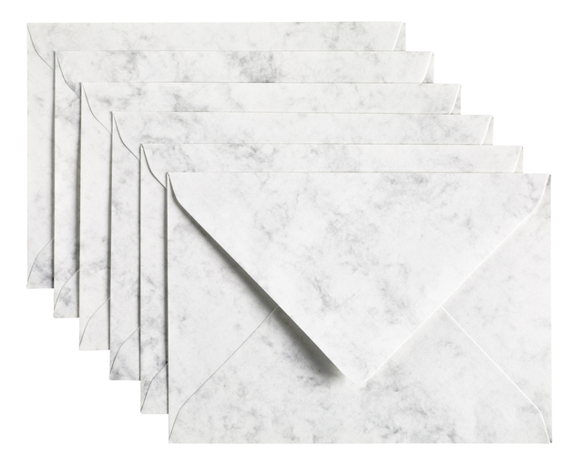 Envelop Papicolor C6 114x162mm marble grijs; pk 6 stks