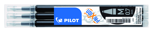 Rollerpenvulling Pilot Frixion zwart 0.7mm; blister 3 stuks