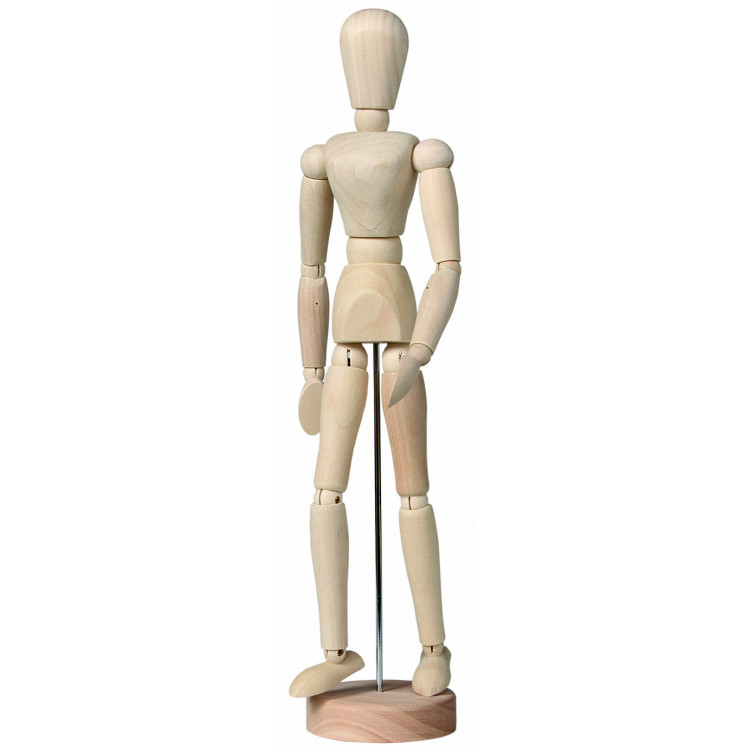 Ledenpop vrouw 30 cm blank hout