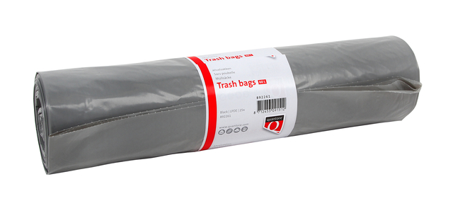 Afvalzak Quantore LDPE T50 60L grijs extra stevig; rol 25 stuks