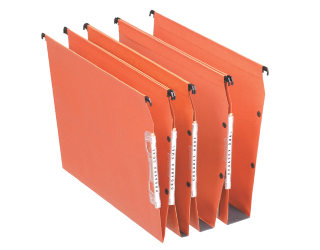 Hangmap Esselte Orgarex Dual lateraal V-bodem oranje; doos 25 stuks