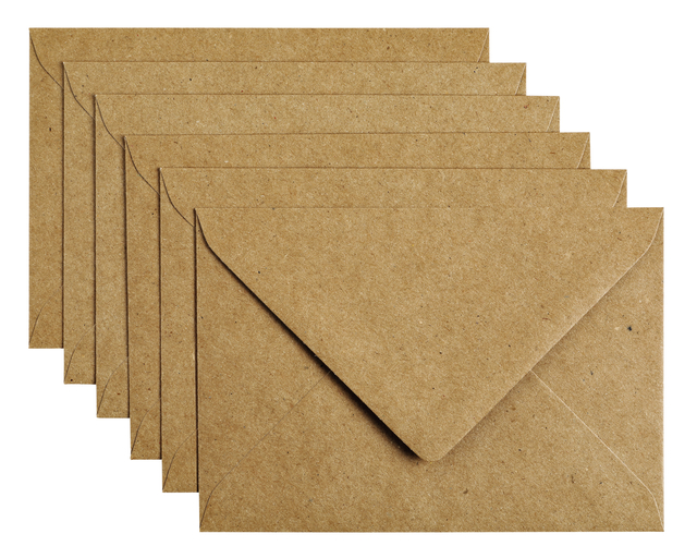Envelop Papicolor C6 114x162mm kraft bruin ; pk 6 stks
