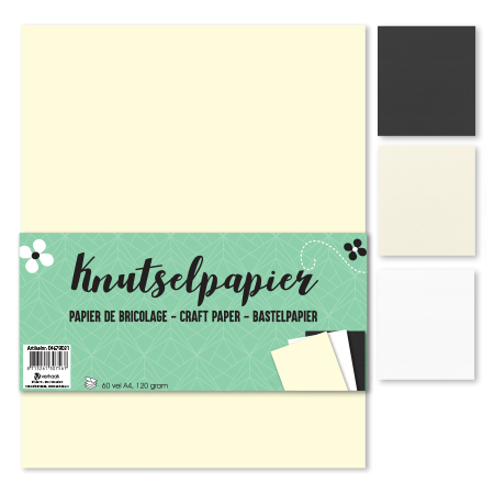 Knutselpapier A4 wit/zw/iv 120g 60/