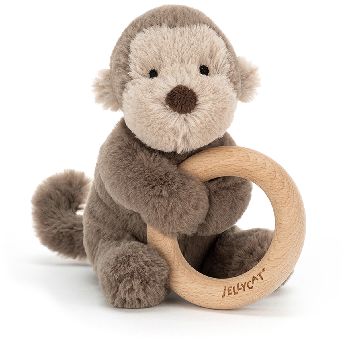 Jellycat knuffel Shooshu Monkey Wooden Ring Toy