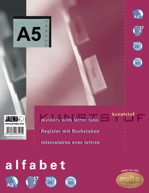 Tabbladen 17-R alfabet PP Multo 7052020
