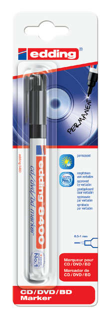 Cd marker edding 8400 rond zwart 0.5-1.0mm blister