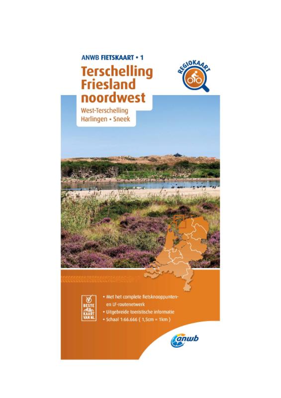 Fietskaart Terschelling, Friesland noordwest 1:66.666