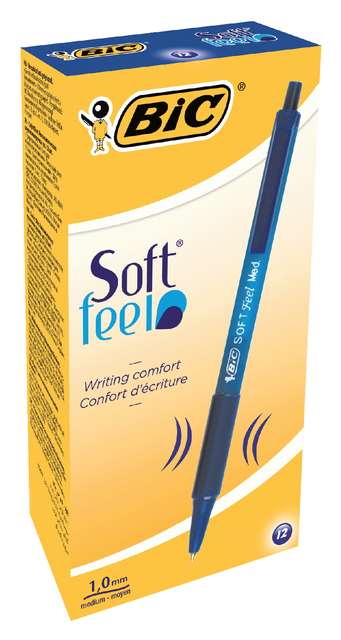 Balpen Bic Soft Feel Clic Grip blauw medium