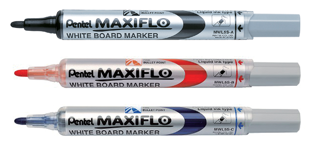 Viltstift Pentel MWL5 Maxiflo whiteboard zwart 1mm