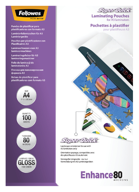 Lamineerhoes Fellowes A4 2x80mic Superquick ds 100