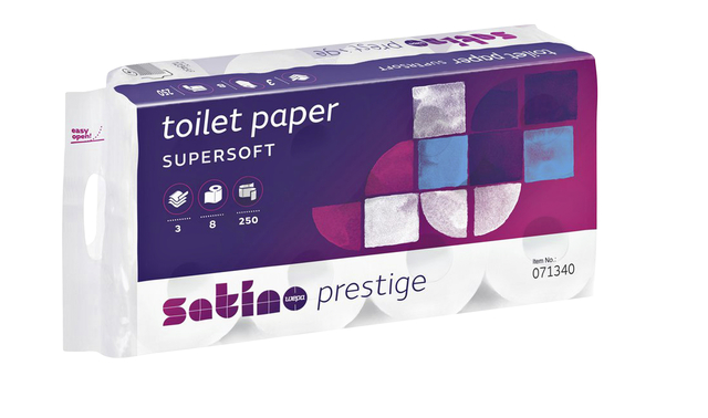 Toiletpapier Satino Prestige 3-laags 250vel wit 8rollen