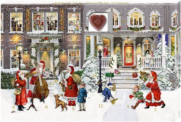 Adventkalender mini Straat met Belg chocolade hart