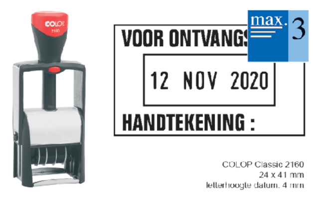 Woord/datumstempel Colop S2160 met waardebon