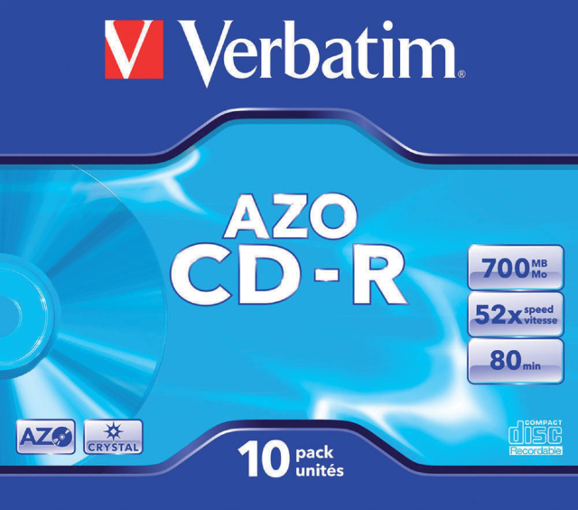 CD-R Verbatim 700MB 80min 52X jewelcase pk à 10