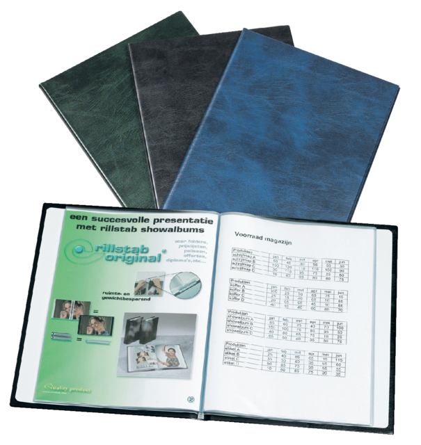 Showmap Rillstab A4, 99004; 120 tassen zwart